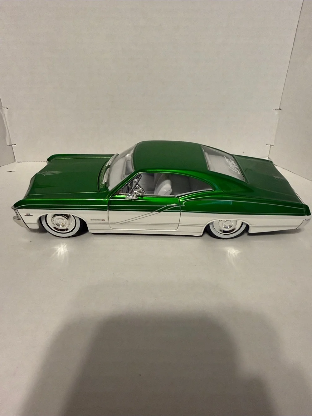 Jada Impala Green and White Classic Lowrider Toy Car 1/24 scale
